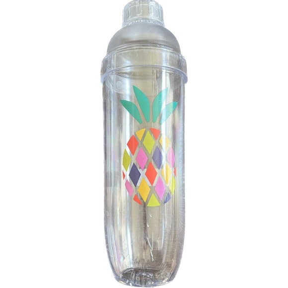 🌸 PLASTIC CLEAR MARTINI SHAKER WITH PINEAPPLE DECAL - Picture 1 of 3